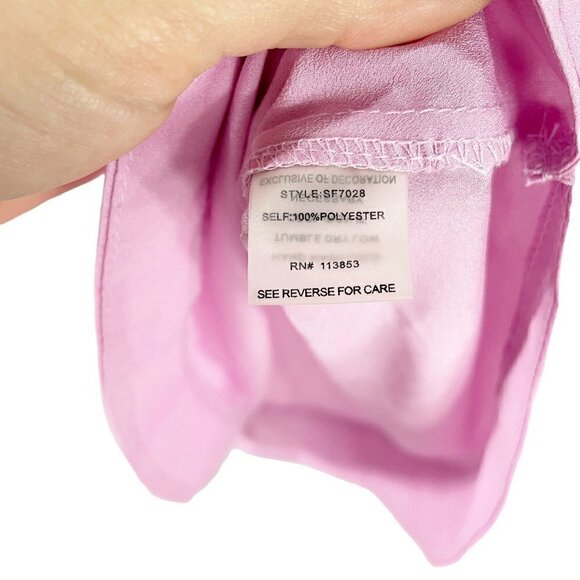 41hawthorn Womens Blouse Pink 3/4 Sleeve Roll Tab Notch Neck Pockets Buttons M - Picture 4 of 5